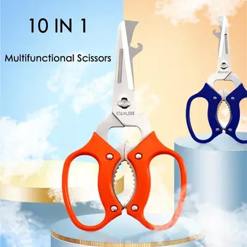

10 in 1 Detachable Scissors Multifunctional scissors Bottle Opener Nut cracker Fruit knife Multi Use Scissors Stainless Steel