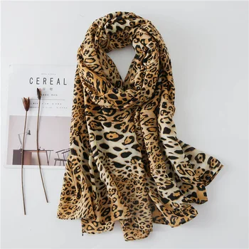 

Woman New Autumn Winter Cotton Tassel Scarf Fashion Leopard Print Long Shawls Summer Beach Bikini Wraps