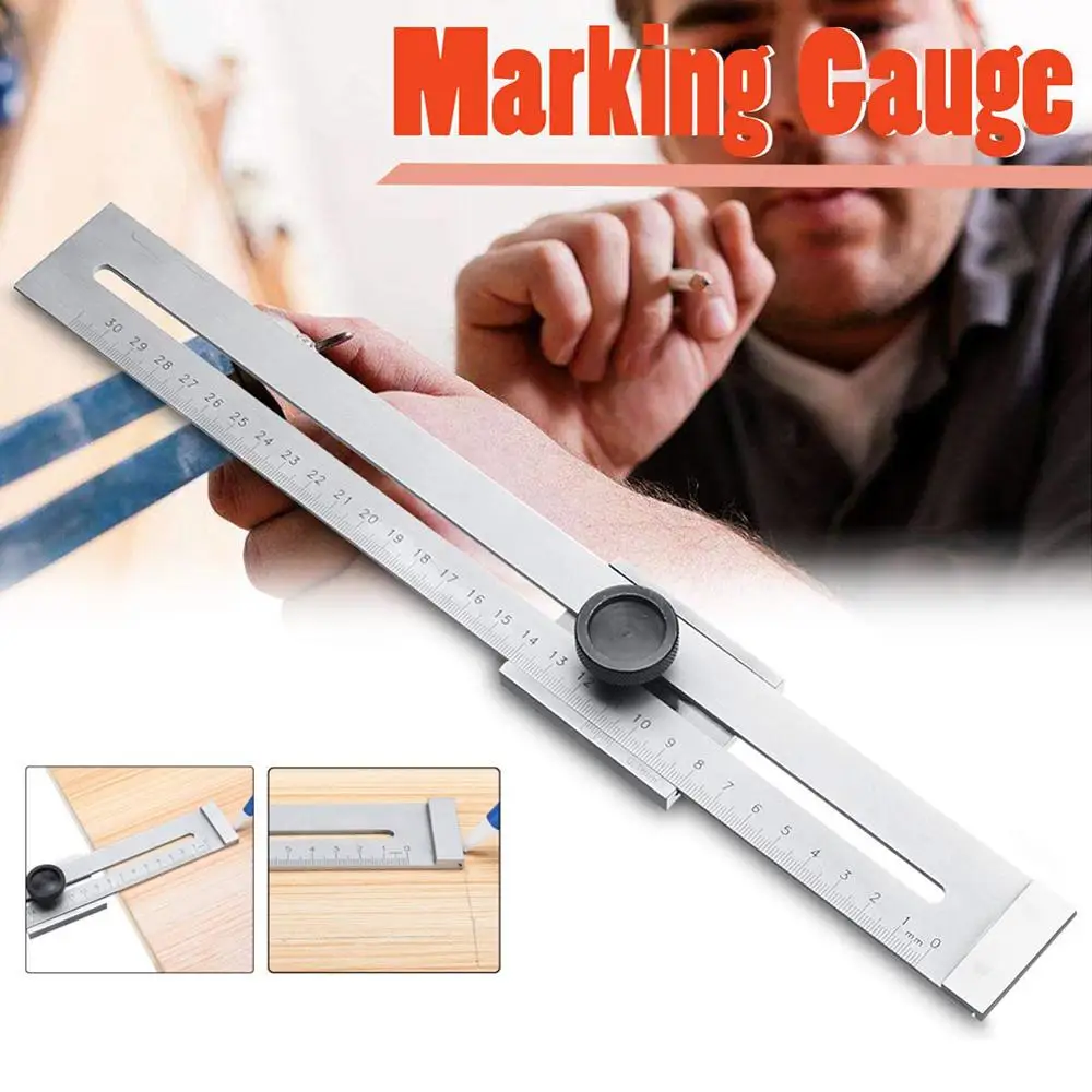 

200mm 250mm 300 Parallel Ruler Marker Gauge Precise Marking Gauge Sliding Line Ruler Durable Straight Ruler for Marking out Jobs