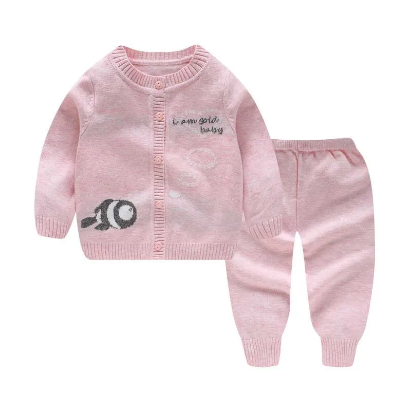 Одежда для новорожденных вязаный кардиган+ штаны-свитер комплект для маленьких мальчиков Одежда для младенцев теплый костюм комплекты свитеров для девочек