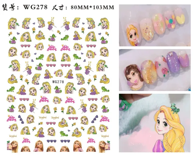 WG266-296 Summer Princess Ultra-thin Adhesive Nail Stickers Children's Girls Christmas Gifts 2021 New 3D Fashion Manicure Decals WG 278