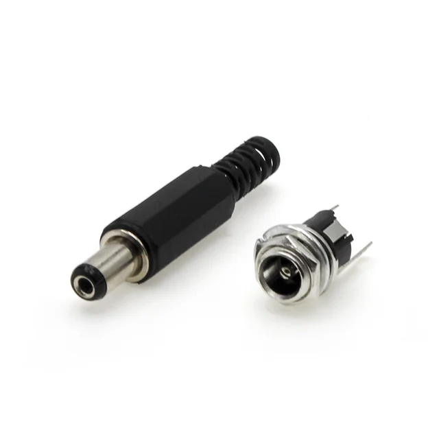 2/5/10Pairs DC 5.5 x 2.1mm Male Plugs + DC Power Socket Female Jack Screw Nut Panel Mount Connector DC022 005 025 022K 099 022B Picture