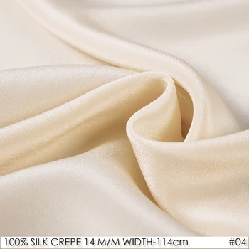 

SILK CREPE DE CHINE 14 m/m width-114 cm/100% Pure Mulberry Silk Fabric/Batik Painting and Wedding Dress Fabric Champagne NO 04