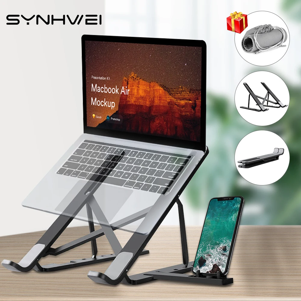 2 In 1 Laptop Stand With Mobile Phone Stand Portable Adjustable 1115.6 Inch Laptop Holder For
