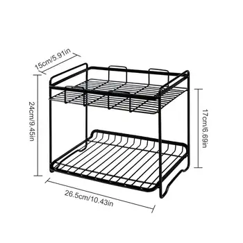

1*Storage Rack Home Kitchen Wrought Iron Storage Rack Self Bathroom Double Layer Organizer High Quality