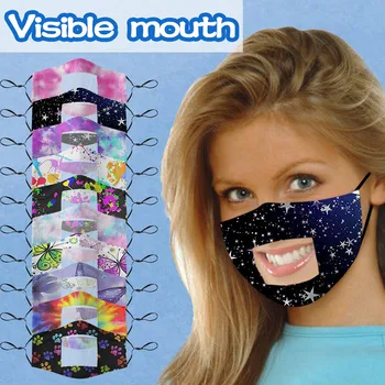 

Mascarillas 10pc Smile Communicator Mouth Caps Washable Reusable Face Mask Clear Vinyl Visible Expression Lip Reading Mask