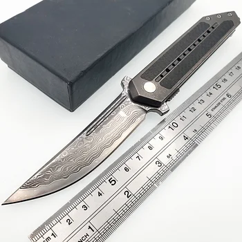 

Tactical Folding Knife Dmascus S35VN Blade Titanium Handle Pocket Knives Outdoor Survival Hunting Camping Combat Knifes EDC Tool