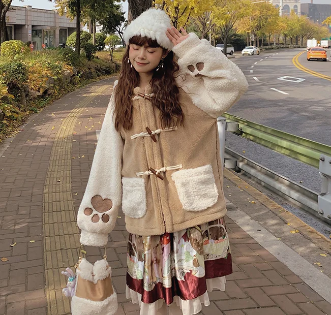 Soft girl jacket cute girls autumn winter keep warm Fresh sweet lolita top kawaii girl Princess tea party sweet cos loli