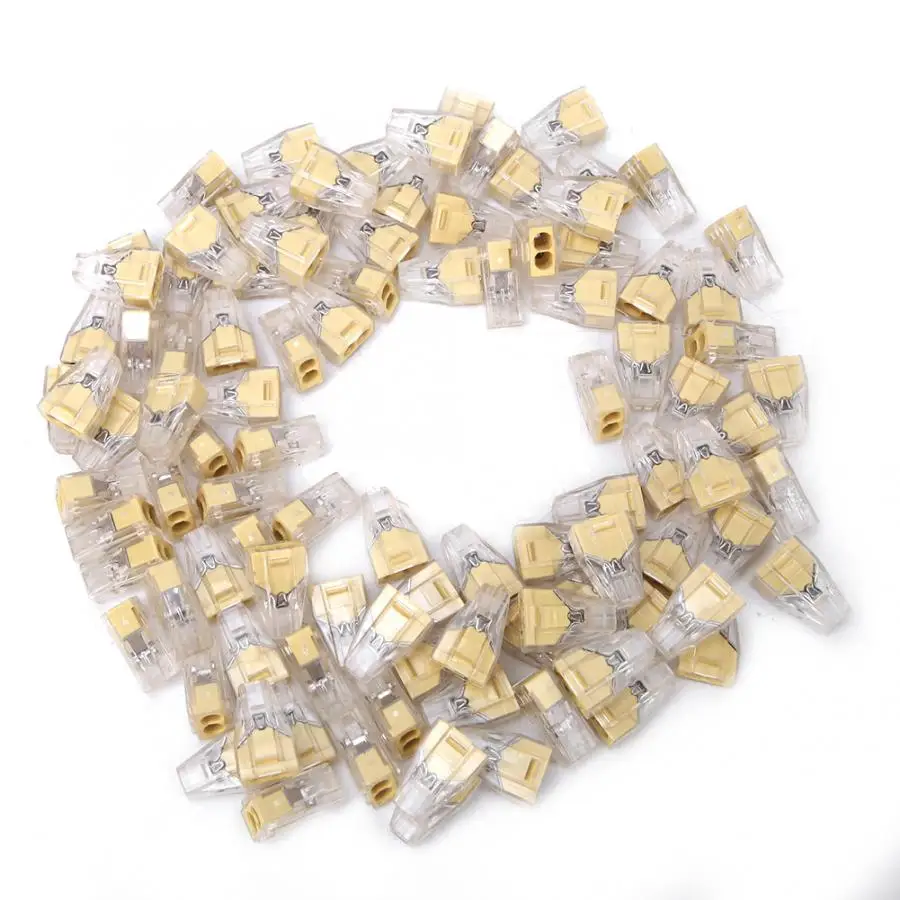 

100Pcs PCT-102 Wiring Connector Quick Wire 2 Pin Conductor Terminal Adapter