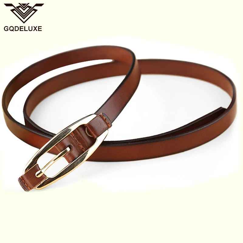 

Lady's belt fullgrain leather 100% genuine leather women waist strap with gold pin buckle vintage female belts elegant black