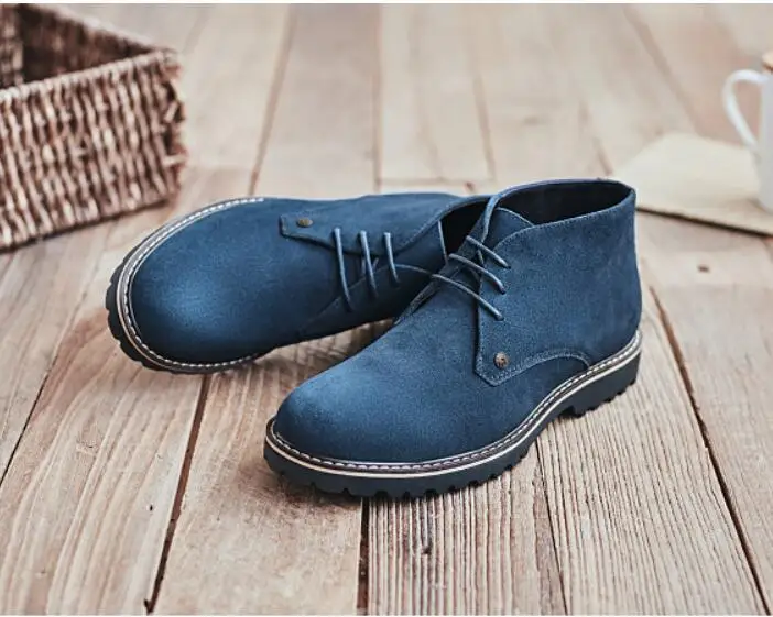 British Style Mid-Top Men's Boots Fashion Genuine Leather Shoes Size 39-44