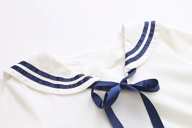 New Japanese Preppy Style Lolita Dress Cosplay Costume Navy Style Sailor Bow Dress Women White Lolita