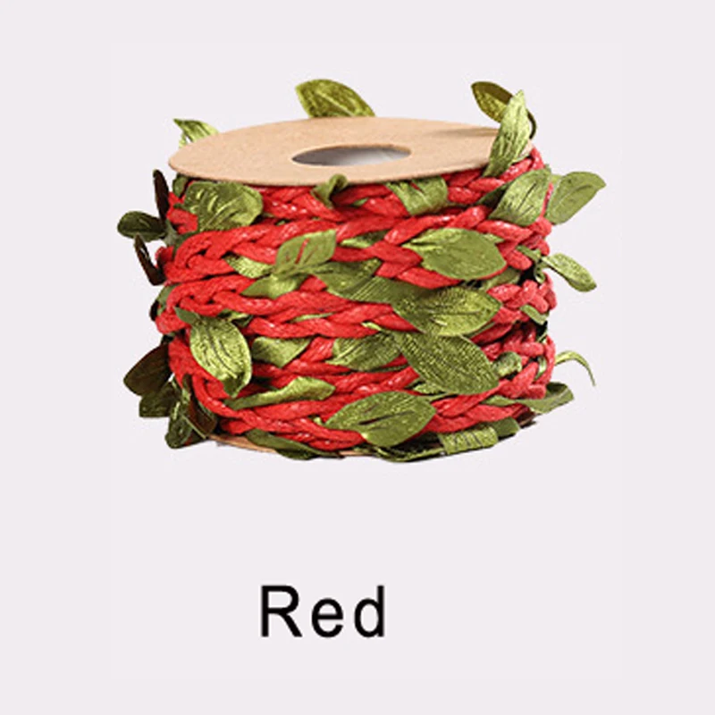 5 метров в рулоне восковой веревки с поддельными зелеными листьями охотничьи DIY винтовки обёрточная Бумага Шпагат Камуфляж Дерево Стенд слепой чехол - Цвет: Red rope