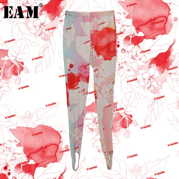 

[EAM] High Elastic Waist Pattern Print High Elastic Trousers New Loose Fit Pants Women Fashion Tide Spring Autumn 2020 1N314