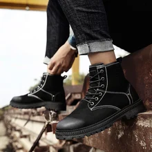 Зимние Модные Ботинки martin; Мужская Черная удобная повседневная обувь с высоким берцем; Botas Zapatos De Hombre chaussure homme