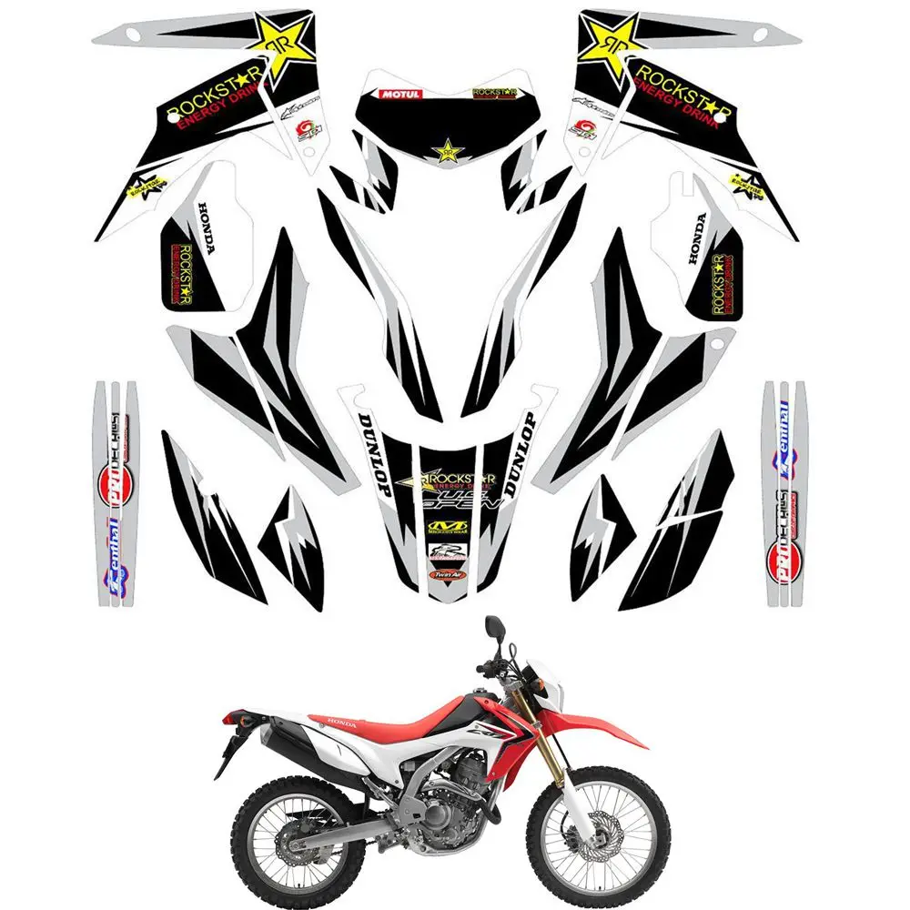 

For HONDA CRF250L 2012 2013 2014 2015 2016 2017 Customized Number Graphics Backgrounds Stickers Kit Decal