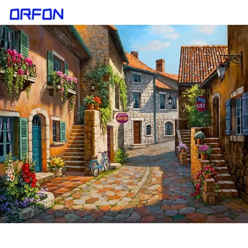 

orfon 60x75cm DIY Oil Painting By Numbers On Canvas European street Frameless Paint By Numbers Home Decor Landscape Wall art