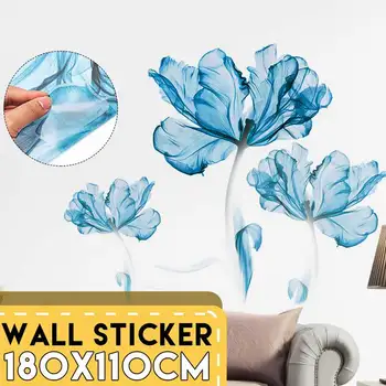 

2pcs Wall Sticker Large Blue Flower Home DIY Art Stickers Vinyl Quote Decal Home Large Blue Flower Wall Stickers Removable Decal