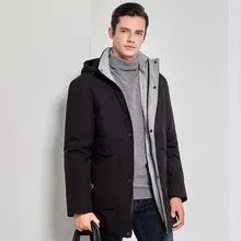 Толстый зимний мужской белый пуховик брендовая одежда с капюшоном черный серый длинный теплый белый утиный пух пальто мужские пальто