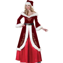 Рождественская Одежда для взрослых, для мужчин, женщин, девочек, костюм Санта-Клауса, маскарадный костюм, плюшевый костюм, красивое необычное рождественское платье, подарок на год
