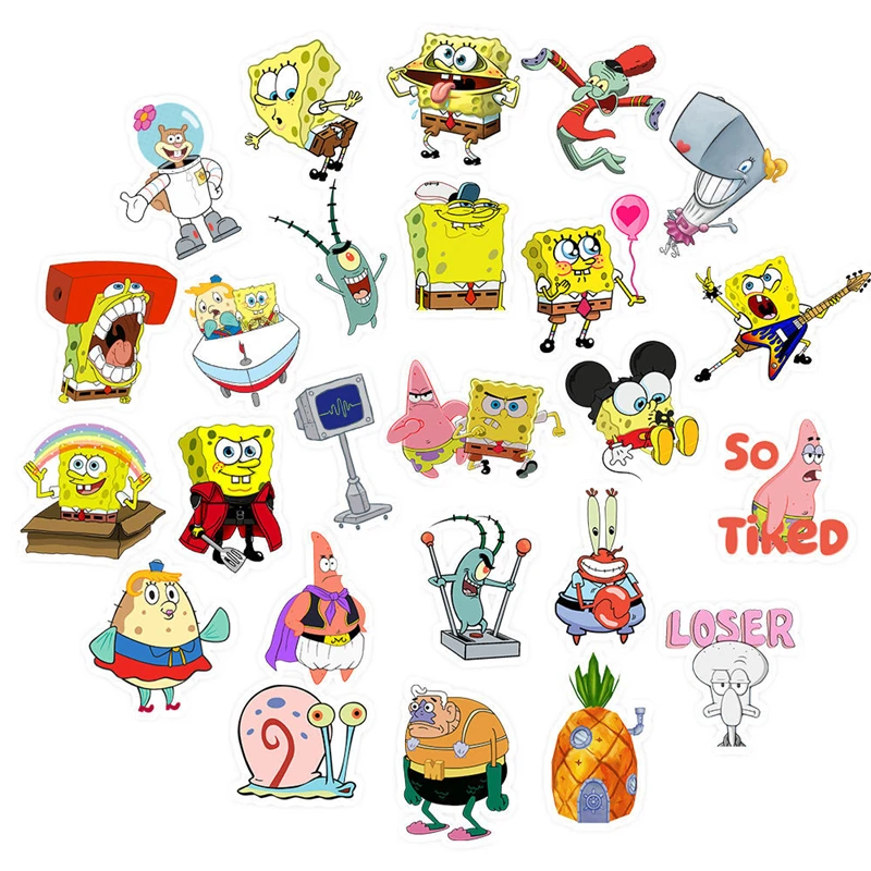 10 30 50pcs spongebob stickers squarepants anime sticker laptop pvc waterproof cartoon graffiti decals kids classic toys gifts sticker aliexpress