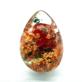 

Natural Yellow Phantom Quartz Water Drop Ghost Rock Stone Mineral Garden Crystal Quartz Rutilated Coral Original Stone Healing