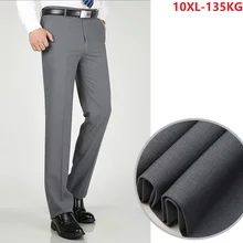 9XL 10XL мужские костюмные брюки формальные брюки в деловом стиле хлопок плюс размер 8XL брюки для делового костюма Осень Зима Высокая талия прямые брюки