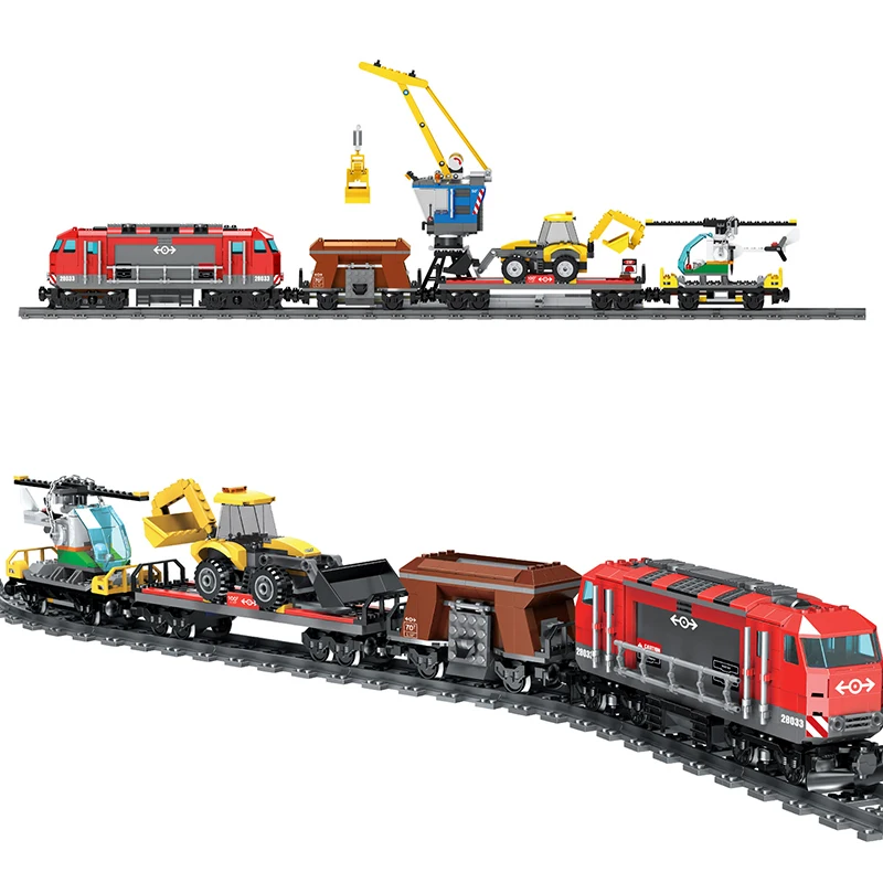 1078pcs Technic Электрический поезд с питанием от аккумулятора, городской тяжелый поезд, железные дороги, строительные блоки, кирпичная игрушка в подарок для детей