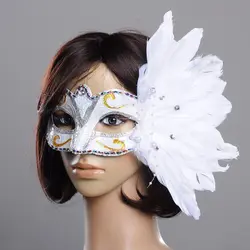 Новая популярная 7 цветов Женская Маскарадная маска очки с перьями со стразами модная маска Хэллоуин забавные декоративные инструменты