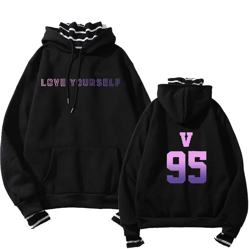Kpop/толстовки с капюшоном; толстовка с надписью «love yourself»; Повседневная Толстовка в стиле Харадзюку с имитацией двух толстовок - Цвет: hoodies 6