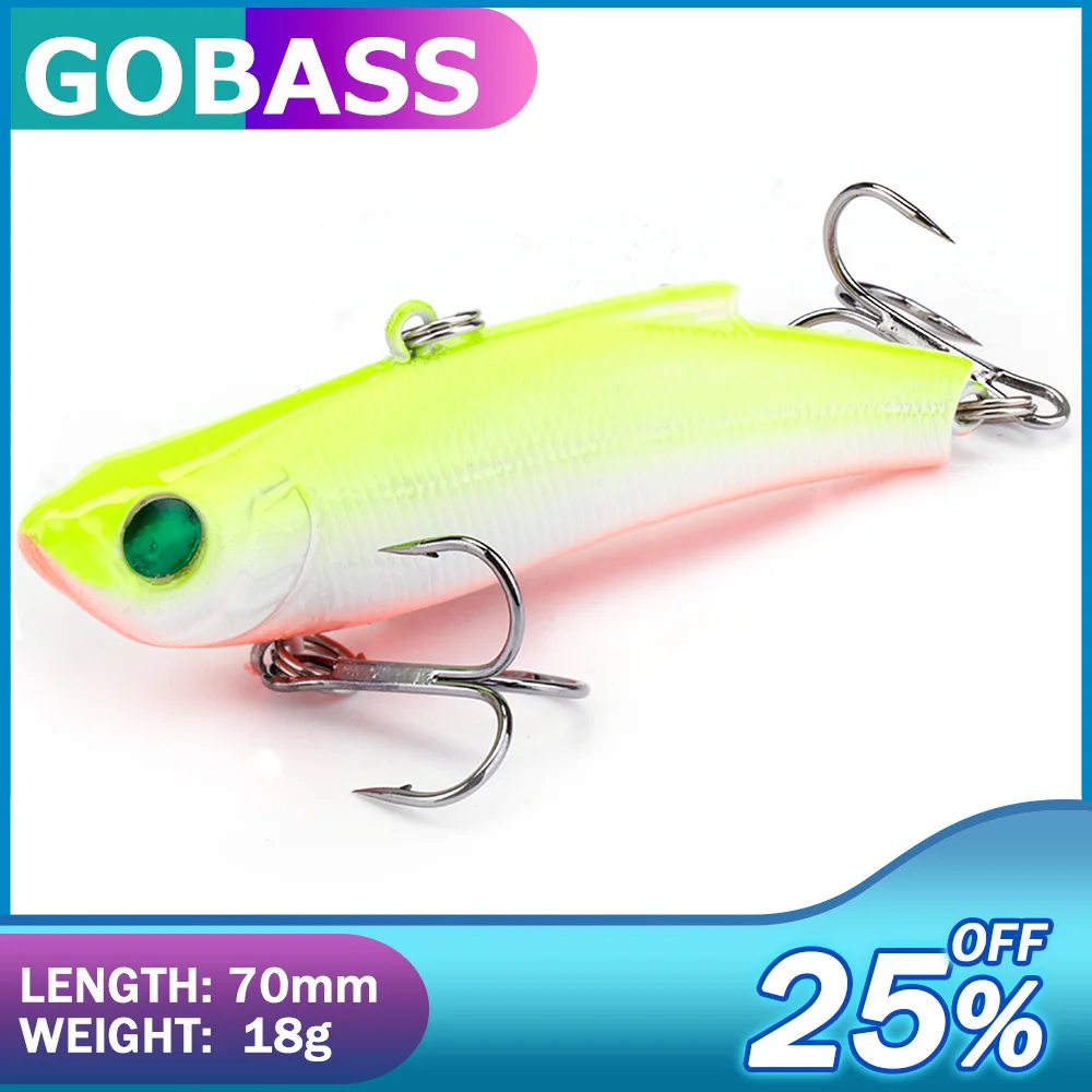 

GOBASS 70mm 18g Rattling and VIB For Winter Fishing Tackle 2020 Spoon Wobblers Pike Perch Mini Vibration Fishing Lure Jerkbait