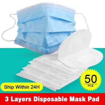 

50PCS Disposable Face Mouth Mask Gasket 3 Layers Anti Dust Mask Pad Filter Cotton Core Replaceable Breathable Mask Gasket