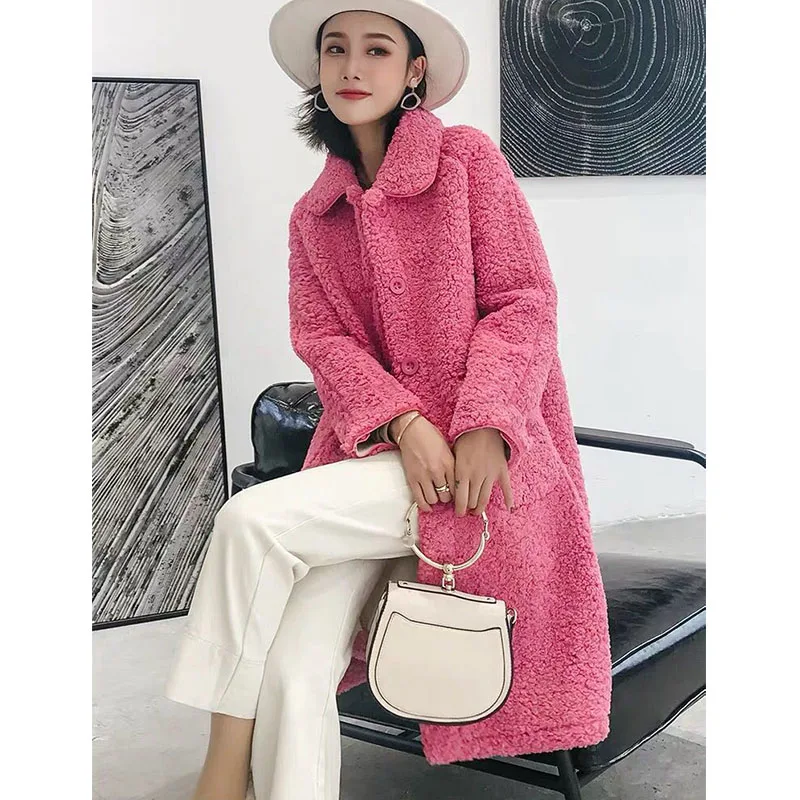 

Lamb Wool Jacket Women Furry Jacket Winter Long Faux Fur Coat Warm Fur Jacket Female Plush Overcoat Pocket Casual Teddy Outwear