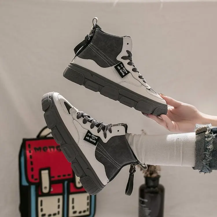 

British-Style Martin Boots Women's 2019 Autumn And Winter New Style INS Online Celebrity Versatile Double Zipper Short Boots Thi