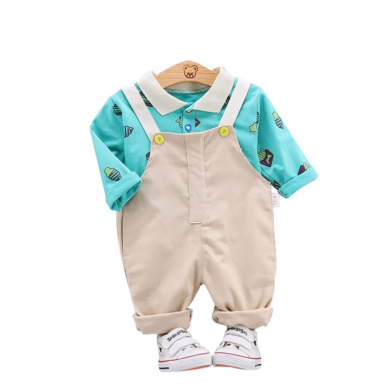 Spring Autumn Children Leisure Clothes Baby Boy Girls Letter T Shirt Jeans Pants 2Pcs/sets Kids Infant Cartoon fashion Tracksuit | Детская