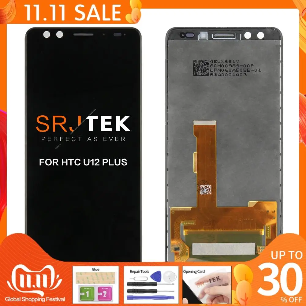 Para HTC U12 módulo LCD de pantalla de vida Pantalla Táctil Cristal Digitalizador Negro Reino Unido Stock 