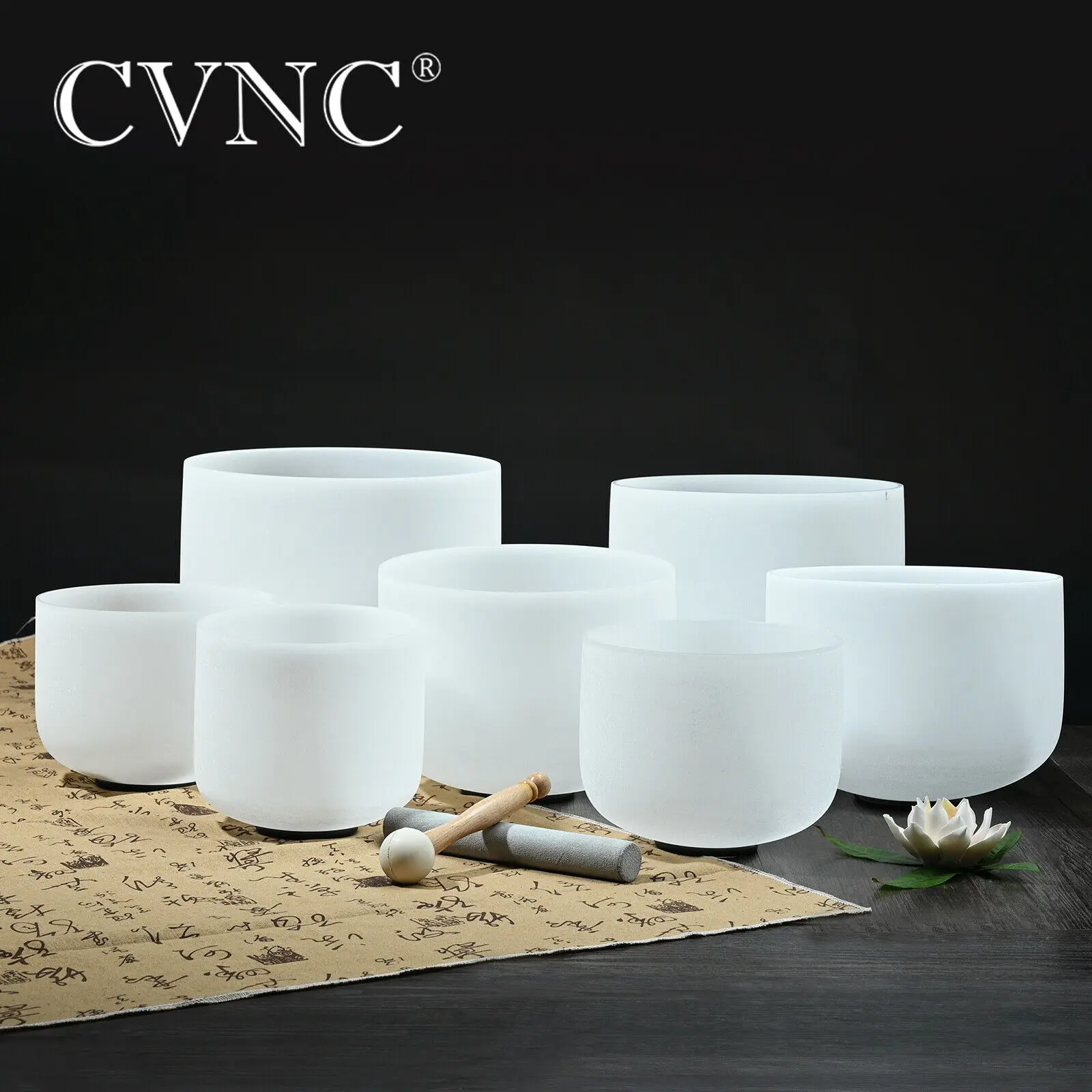 CVNC 8 ''-14'' Набор из 7 шт. Примечание CDEFGAB чакра Матовый Кварцевый Поющая чаша для медитации