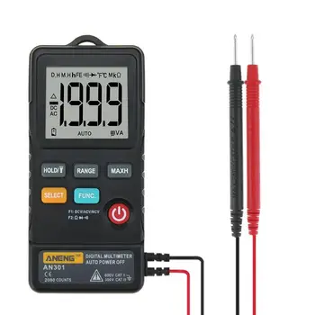 

ANENG AN301 Mini Digital Multimeter 1999 Counts Ture RMS AC DC Voltmeter Resistance Meter Tester NCV Multi Meter with LED Light