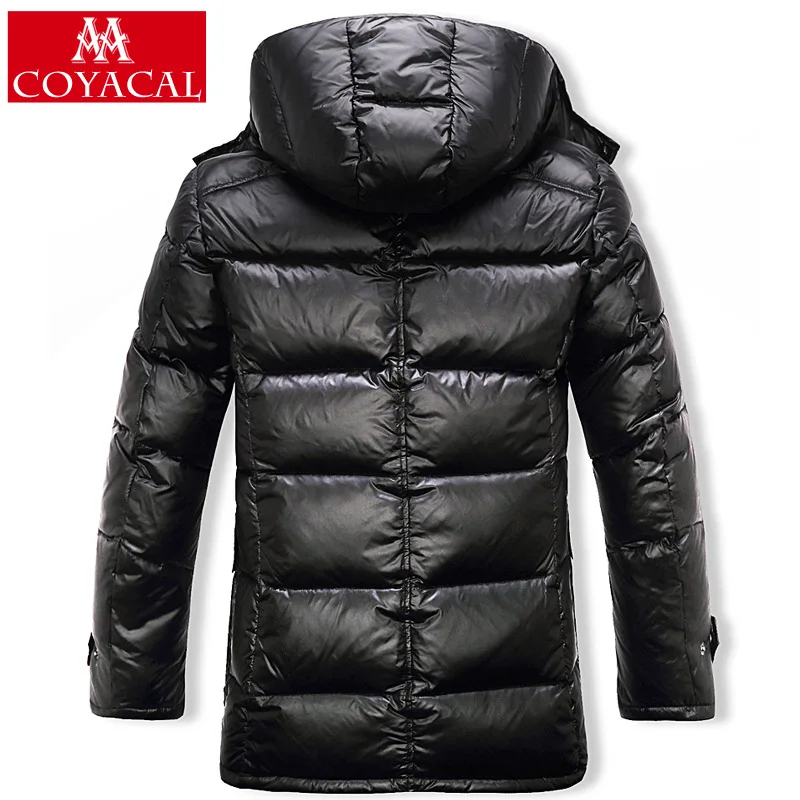 Зимние мужские пуховики пуховое пальто для мальчиков зимняя одежда с капюшоном мужская пуховая Верхняя одежда M L XL XXL Черный