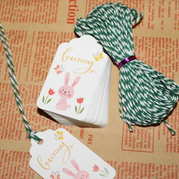 

100pcs Gift Tag Durable Hanging Rabbit Creative Adorable Message Card Gift Tag Bookmar Hanging Tag for Party Easter