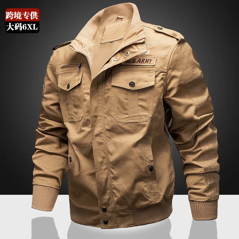 AliExpress, Весенняя и осенняя Полевая куртка, Мужская одежда, мужская однотонная хлопковая куртка, Мужская куртка большого размера