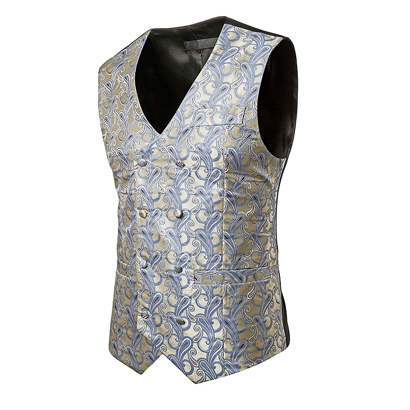 New arrives men smart casual suit vest Cashew flowers pattern vest fashion Double-breasted design vest mens plus size Tops New arrives men smart casual suit vest Cashew flowers pattern vest fashion Double-breasted design vest mens plus size Tops