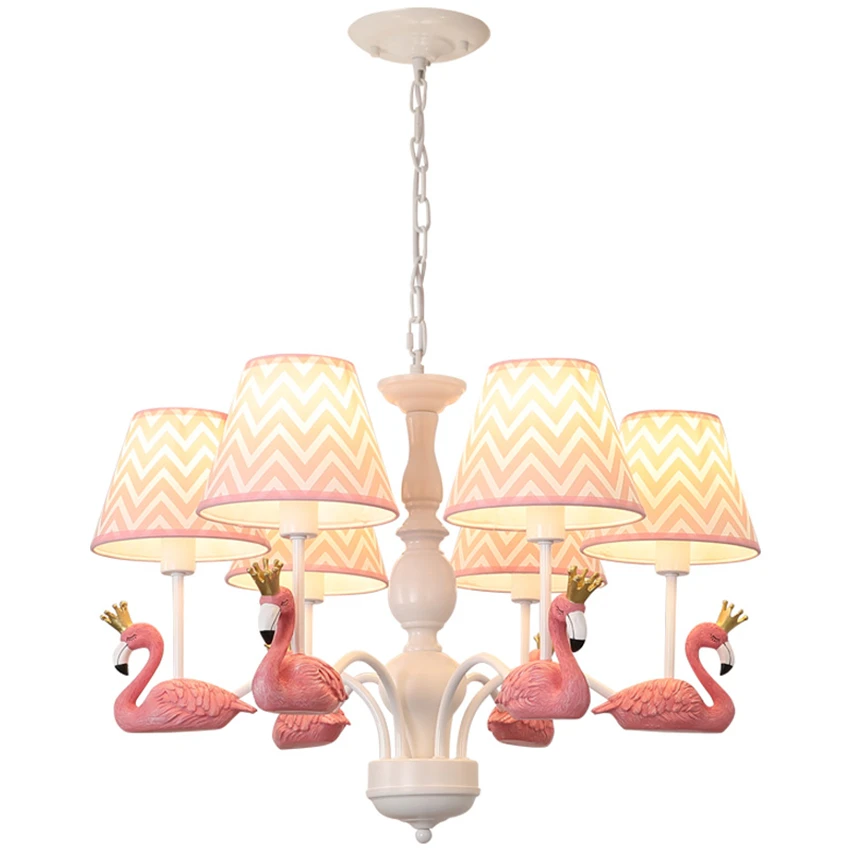 

Nordic Flamingos Decorated Chandeliers Lights Pink Bedroom Lamp Nordic Girl Boy Princess Living Room E14 Hanging Lights Lighting