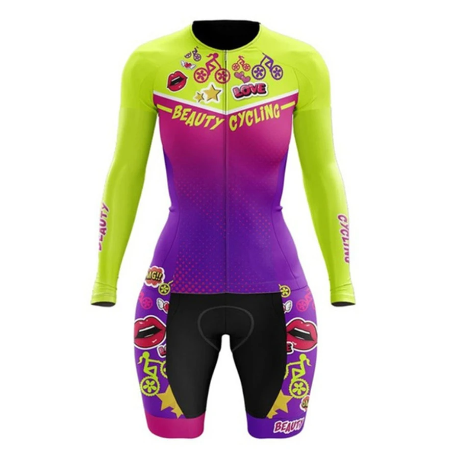 New Fashion Women's Triathlon Cycling Suit Tights Maillot Ropa Ciclismo Bicycle Mujer Bike Clothes Go Jumpsuit Can Be Customized