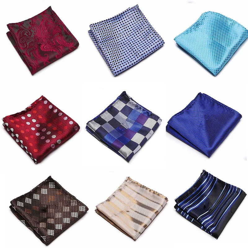 New Paisley Floral Men  Silk Satin Pocket Square Hanky Jacquard Woven Luxury Classic Wedding Party Handkerchief luxury mans ties pocket square set jacquard flower paisley grid necktie handkerchief set wedding necktie hanky set