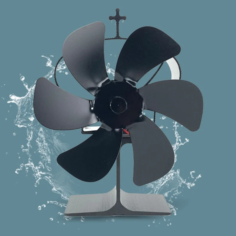 

6-blade Fireplace Fan Aluminum Alloy Stove Fireplace Fan Replacement Fuel Saving Fireplace Accessories Low Consumption