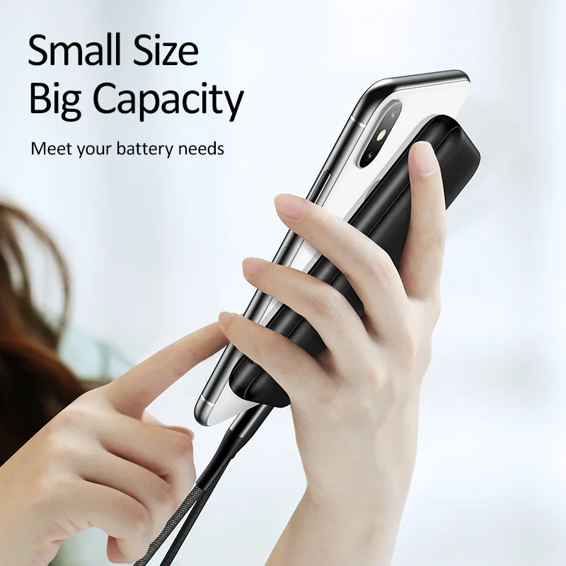 USAMS 5000mAh мини банк питания портативное зарядное устройство двойной вход быстрая зарядка банк питания для Xiaomi iPhone внешний аккумулятор повербанк