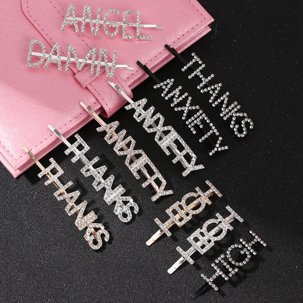 2019 GLAM DRIPPIN модные блестящие стразы с буквами заколки для волос аксессуары женщин