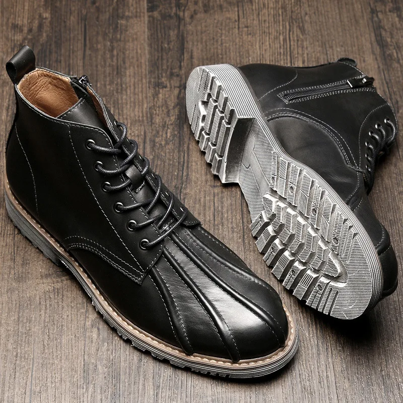 

Guangzhou England Men's Boot Shell Head Hight-top Leather Shoes Worker Boot Genuine Leather Mid-top Martin Boots Men's Lace-up S