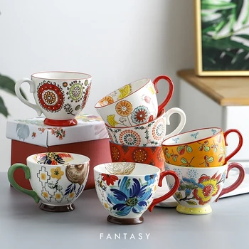 

Creative Nordic Coffee Mug Ceramic Hand-painted Personnalisable Color Large Capacity Espresso Cups Taza Kitchen Drinkware DB60MK
